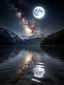 moon, stars, wate