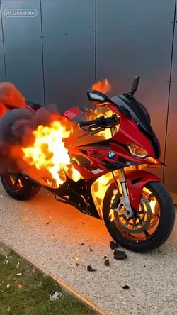 Burning motorcycle