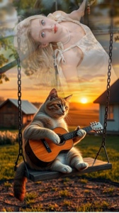 Gato tocando violão