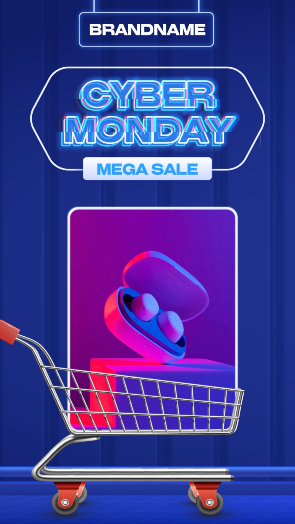 Cyber Monday Neon Fluorescente Cores Estilo 3C Indústria Modelo de Negócios