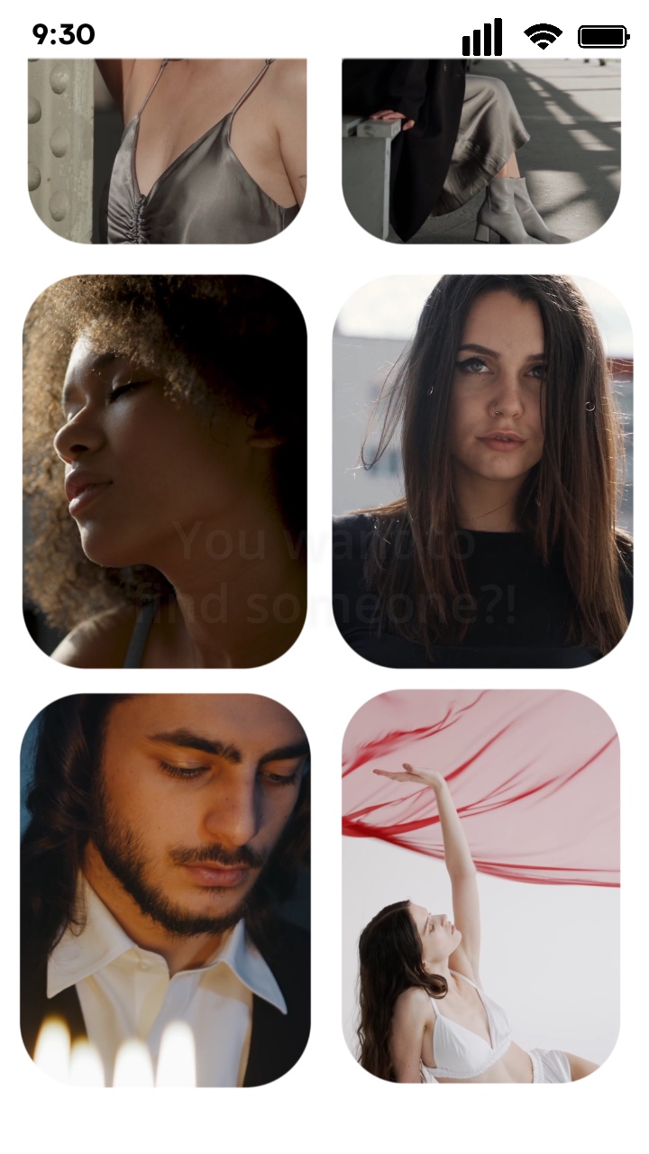 Exibição Mininalista do Produto para App Dating