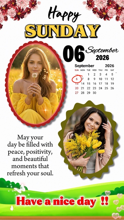 Sunday 6 Sept 2026