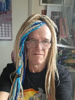 Blue blonde braids 