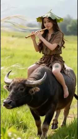 riding a buffalo