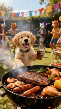 pet pary with BBQ