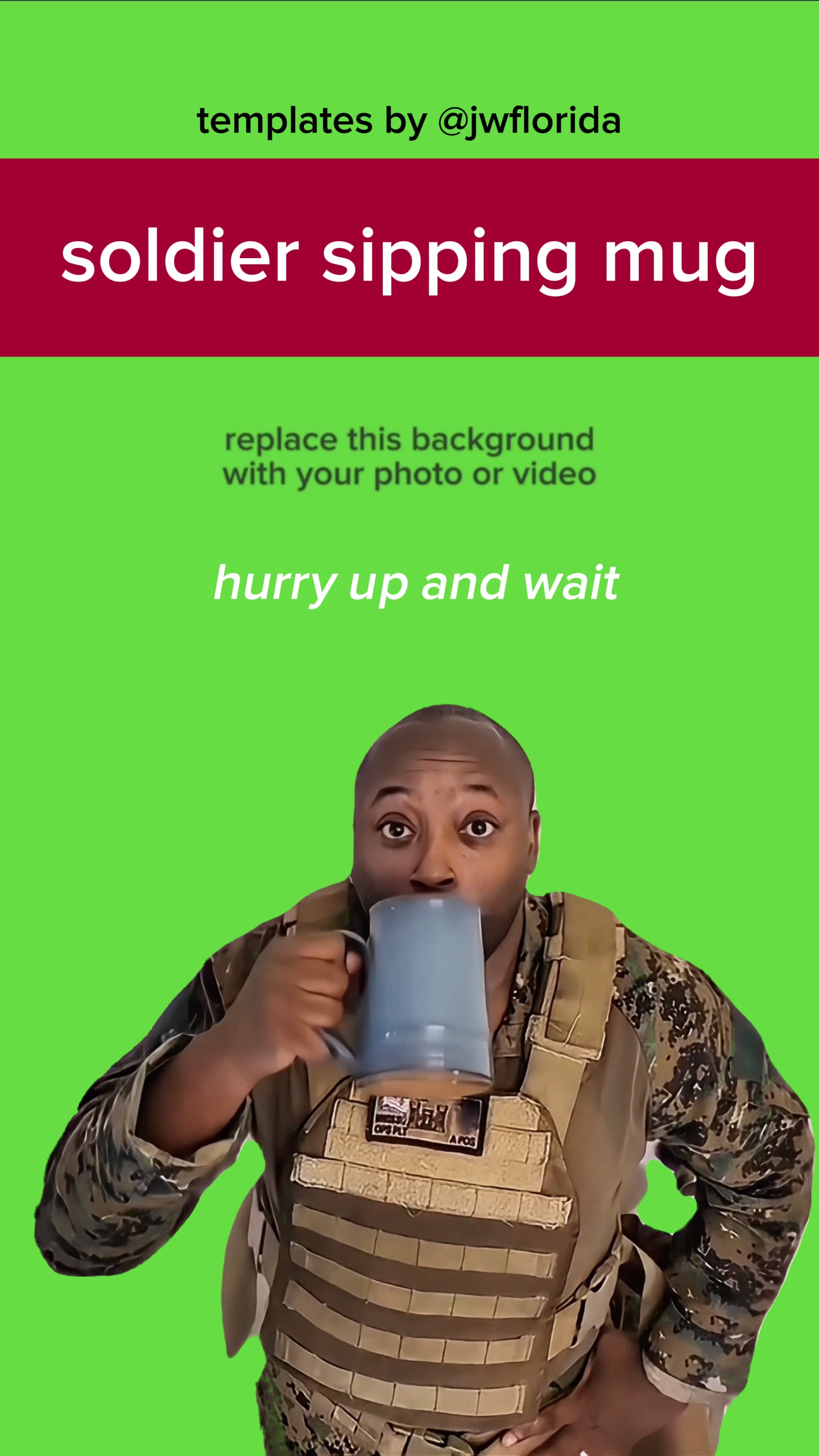 soldier sipping mug