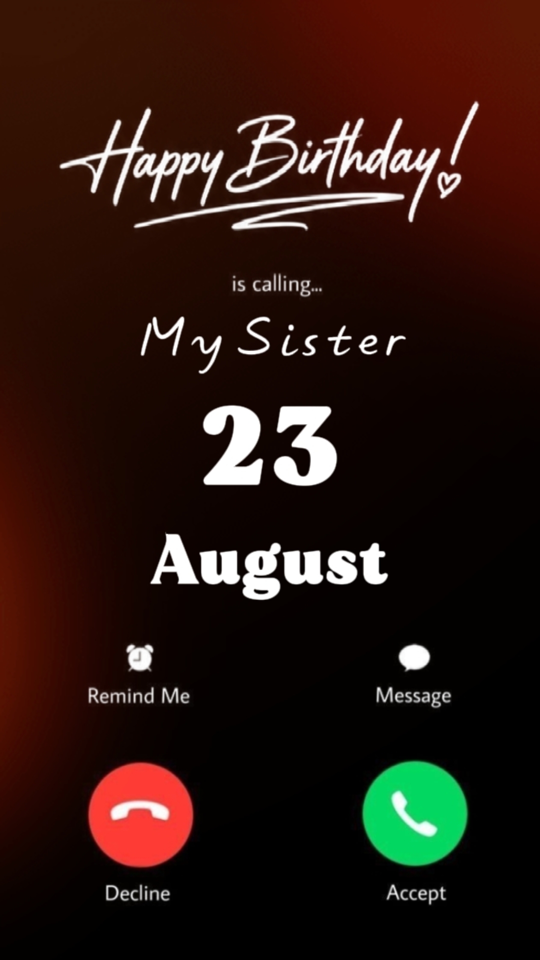 HBD SISTER 23 AUGUST