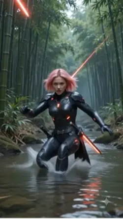 Pink hair warrior