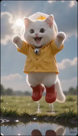 水たまりで奇跡を起こす子猫