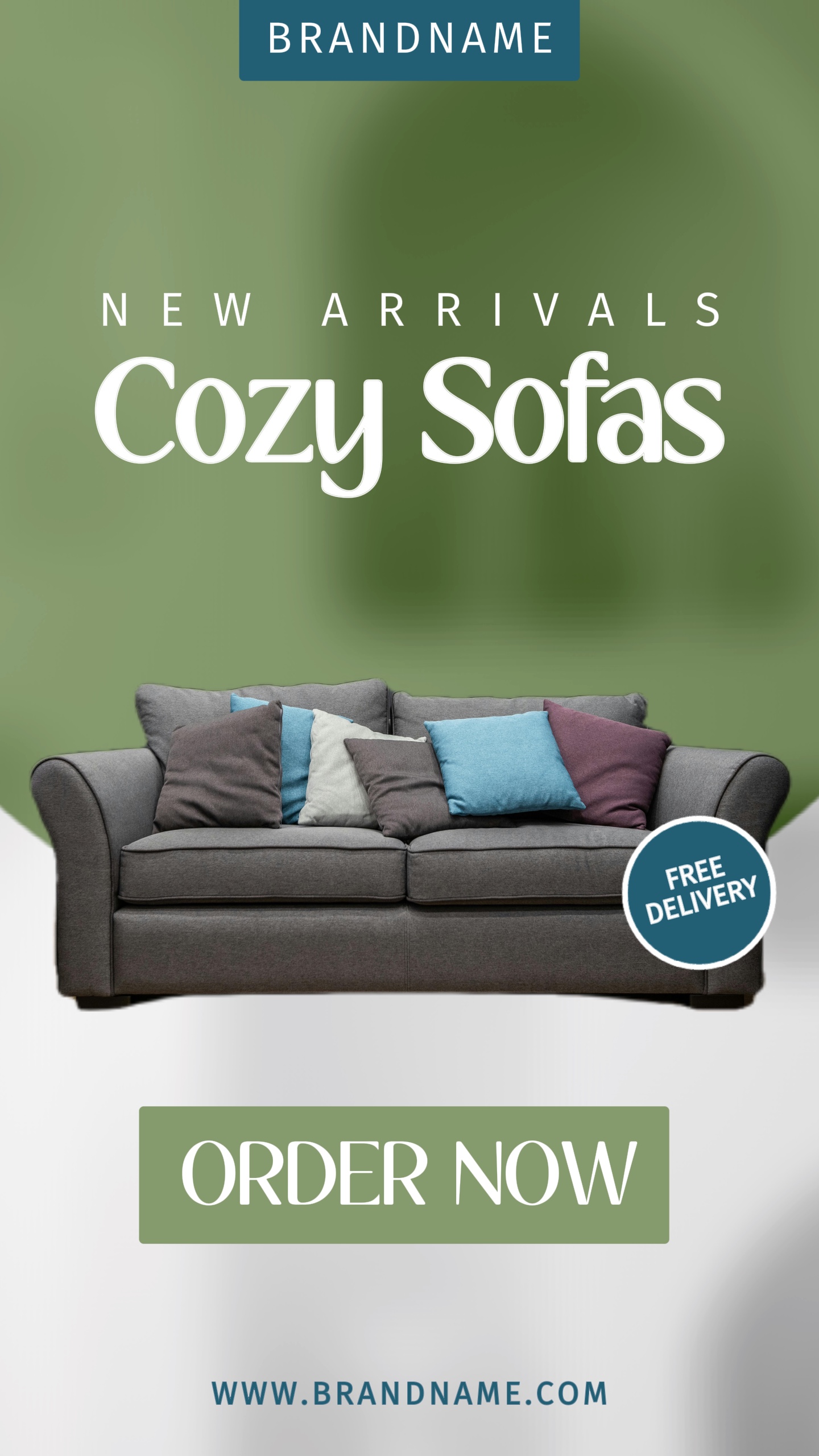 Grüne minimalistische gemütliche Sofamöbel Neuankömmlinge Promo Ad