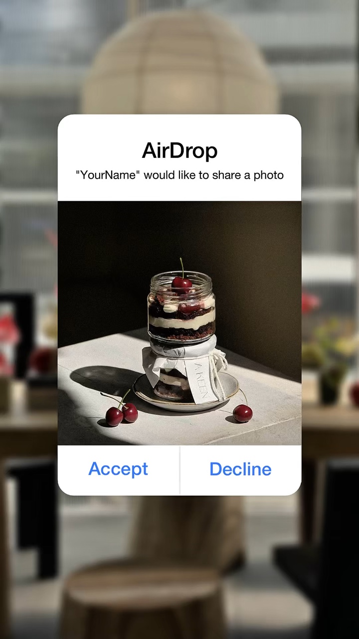 airdrop, carrete de cámara