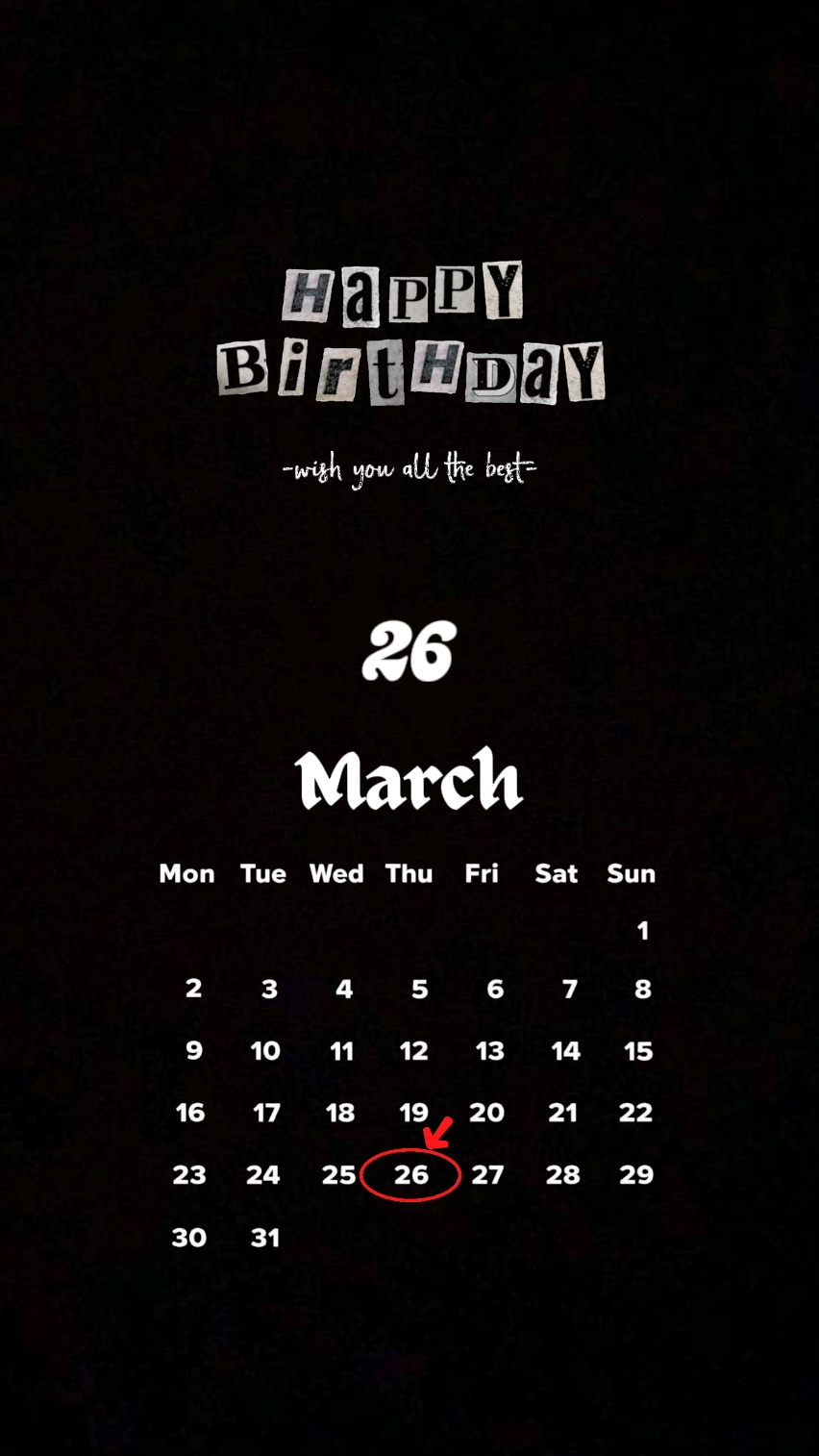 Selamat ulang tahun 26 MARET