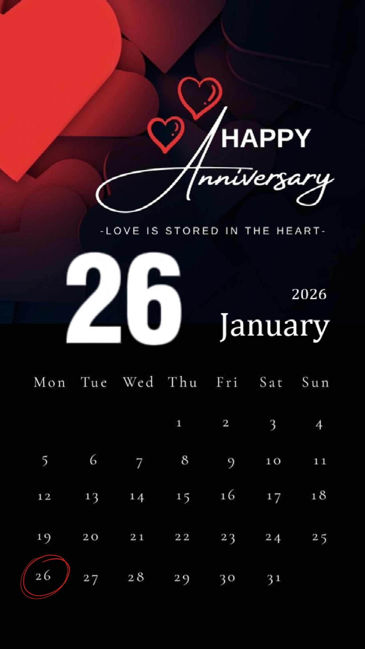 26 Jan • Anniversary