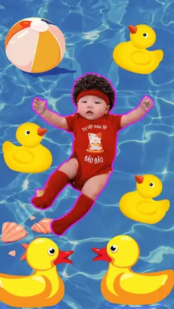 Vịt con bơi 