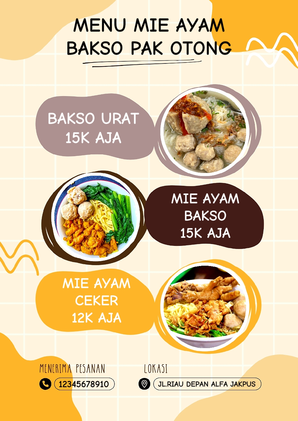 Menu mie ayam bakso