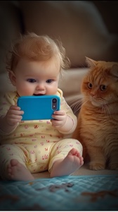 Lustige Katze & Baby
