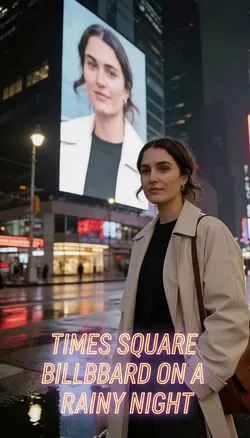 Times Square Billboard on a Rainy Night
