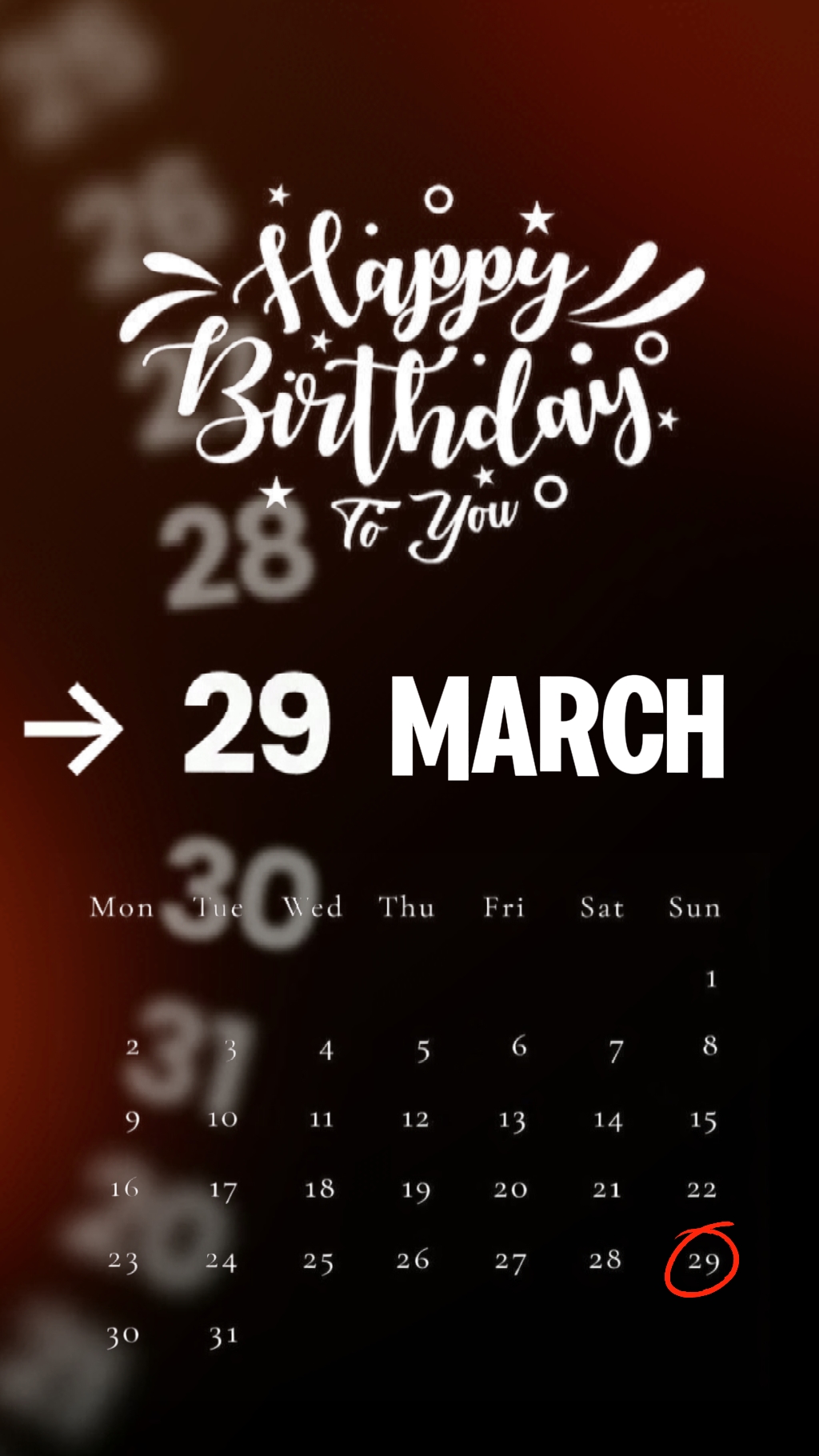 ANNIVERSAIRE LE 29 MARS
