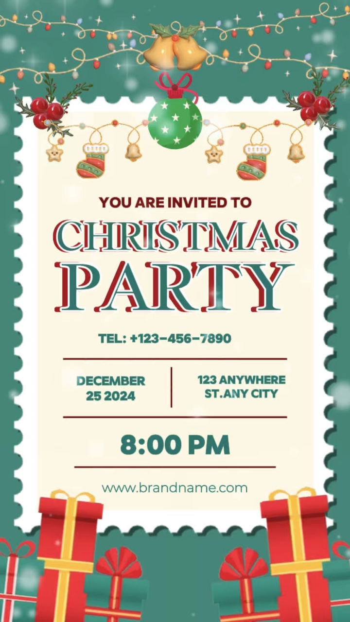 Plantilla de TikTok de póster de dinamita verde y roja navideña C2B