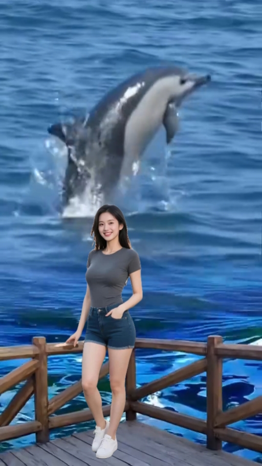 海豚跳跃视图 