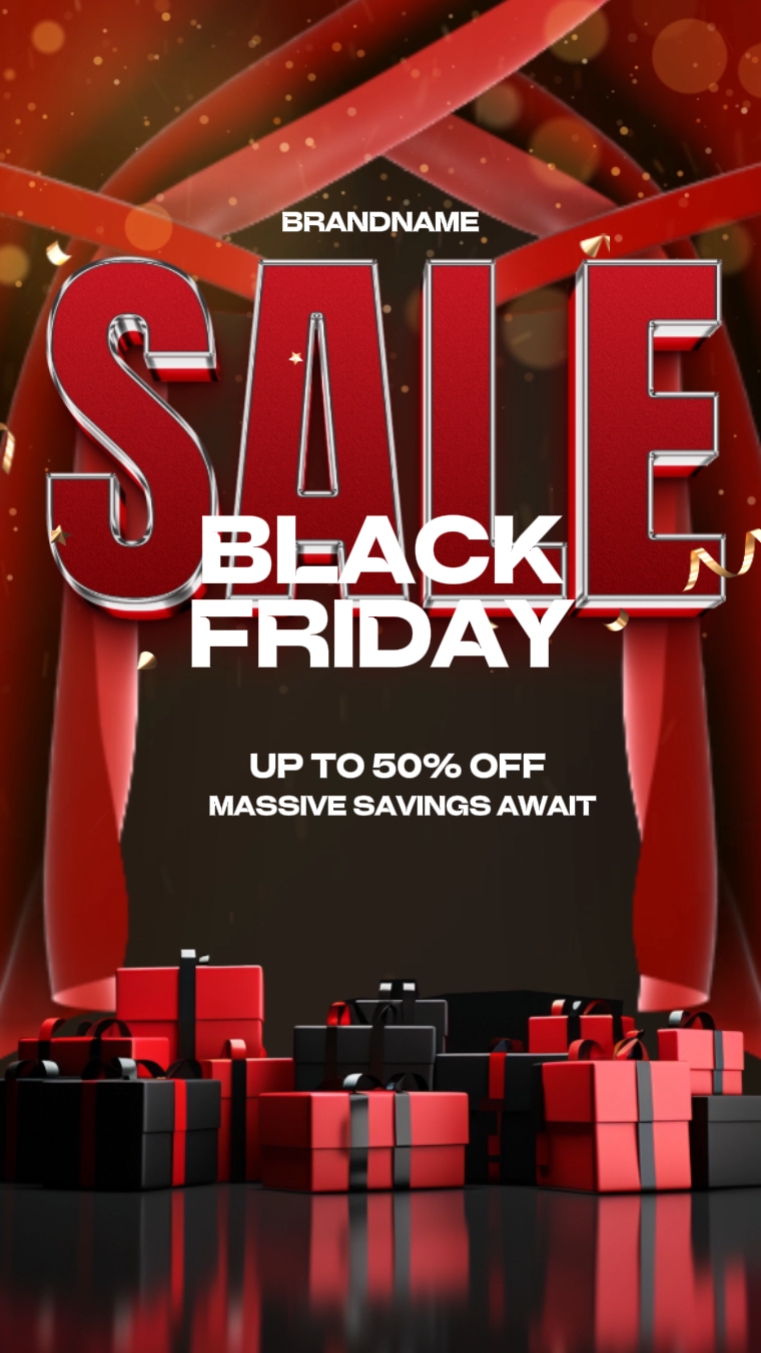 Affiches dynamiques du Black Friday en noir et rouge pour TIKTOK