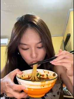eating noddles 