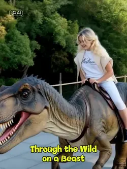 Riding a dinosaur