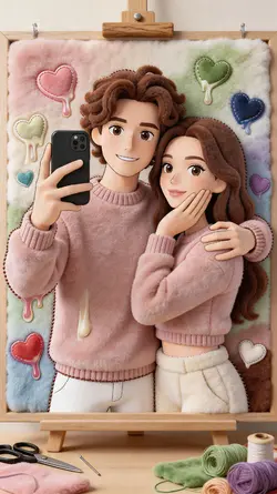 fluffy couple plush 