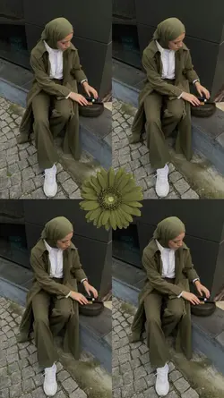 yeşil kombin çiçek 