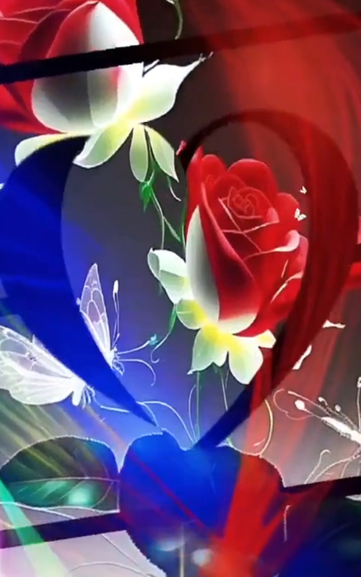 Fleur bleue rouge