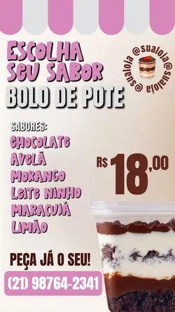 Cardápio bolo pote 