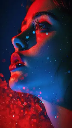 Blue and red particl