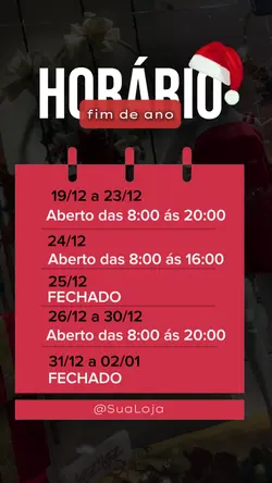 HORÁRIO FIM DE ANO