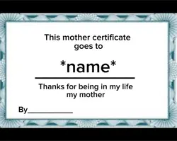 Mother certificate 